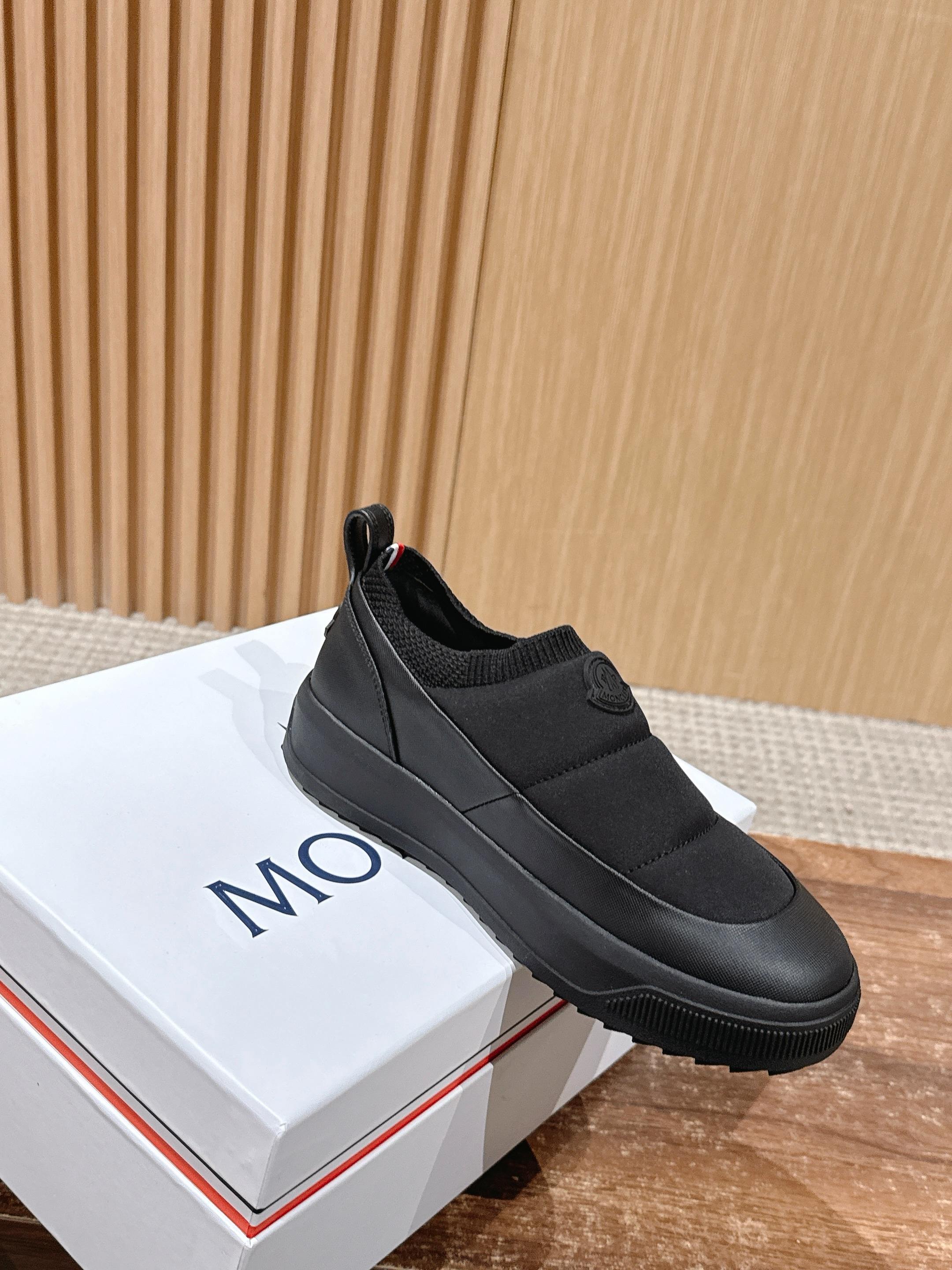 Moncler slip-on shoes in dark gray with elastic gore and ribbed sole