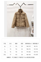 Balenciaga hooded puffer jacket with size chart displayed