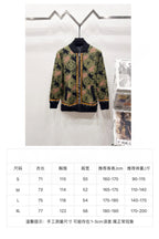 Zip-up jacket with size chart and multicolor monogram pattern