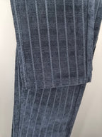 Blue check trousers with stitched hem and folded cuff