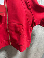Ralph Lauren red zip hoodie sleeve and front pocket detail