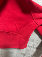 Ralph Lauren red zip hoodie fabric and seam detail near hem