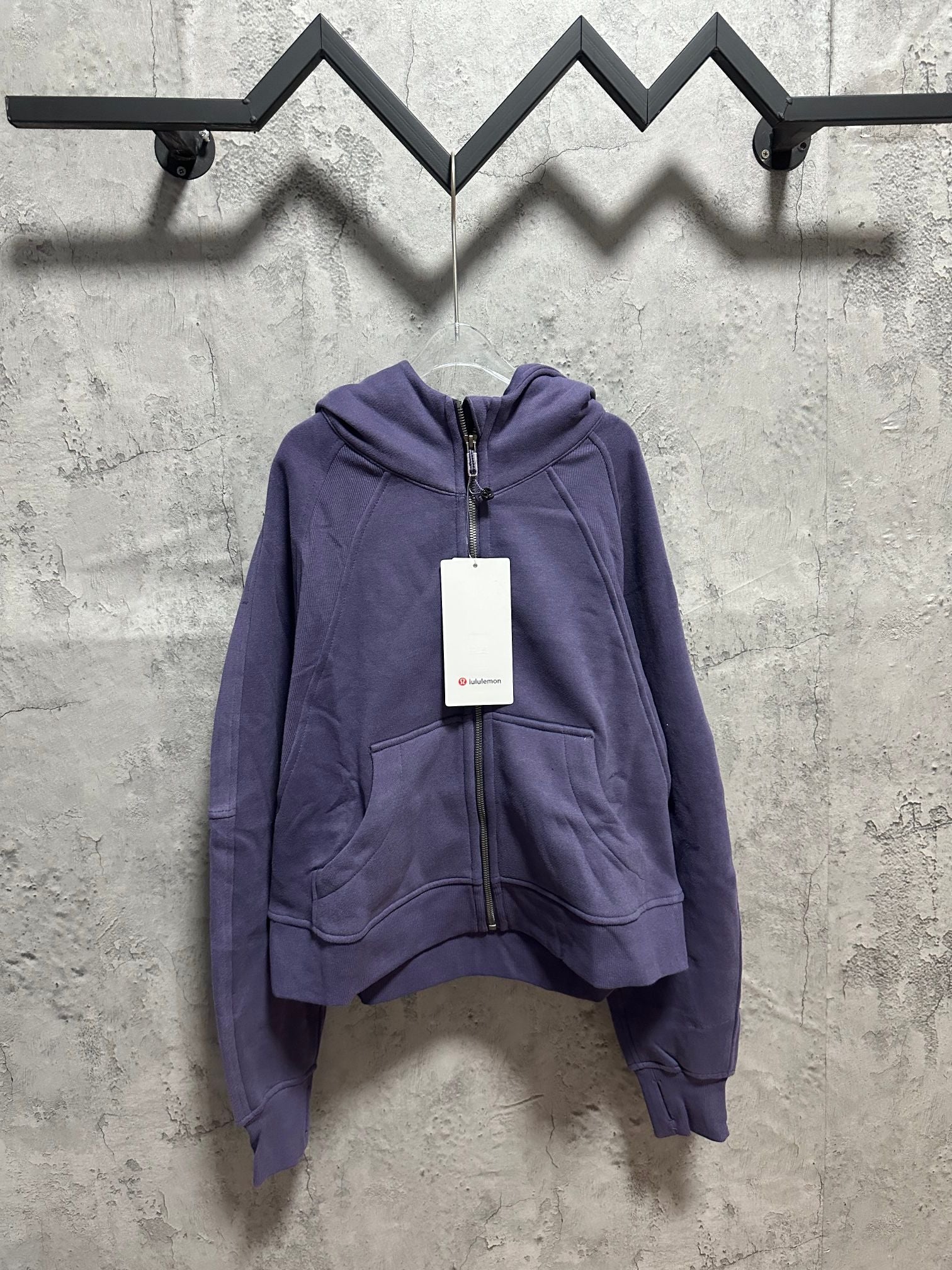 Ralph Lauren zip-up hoodie in dark purple with hood and front pockets