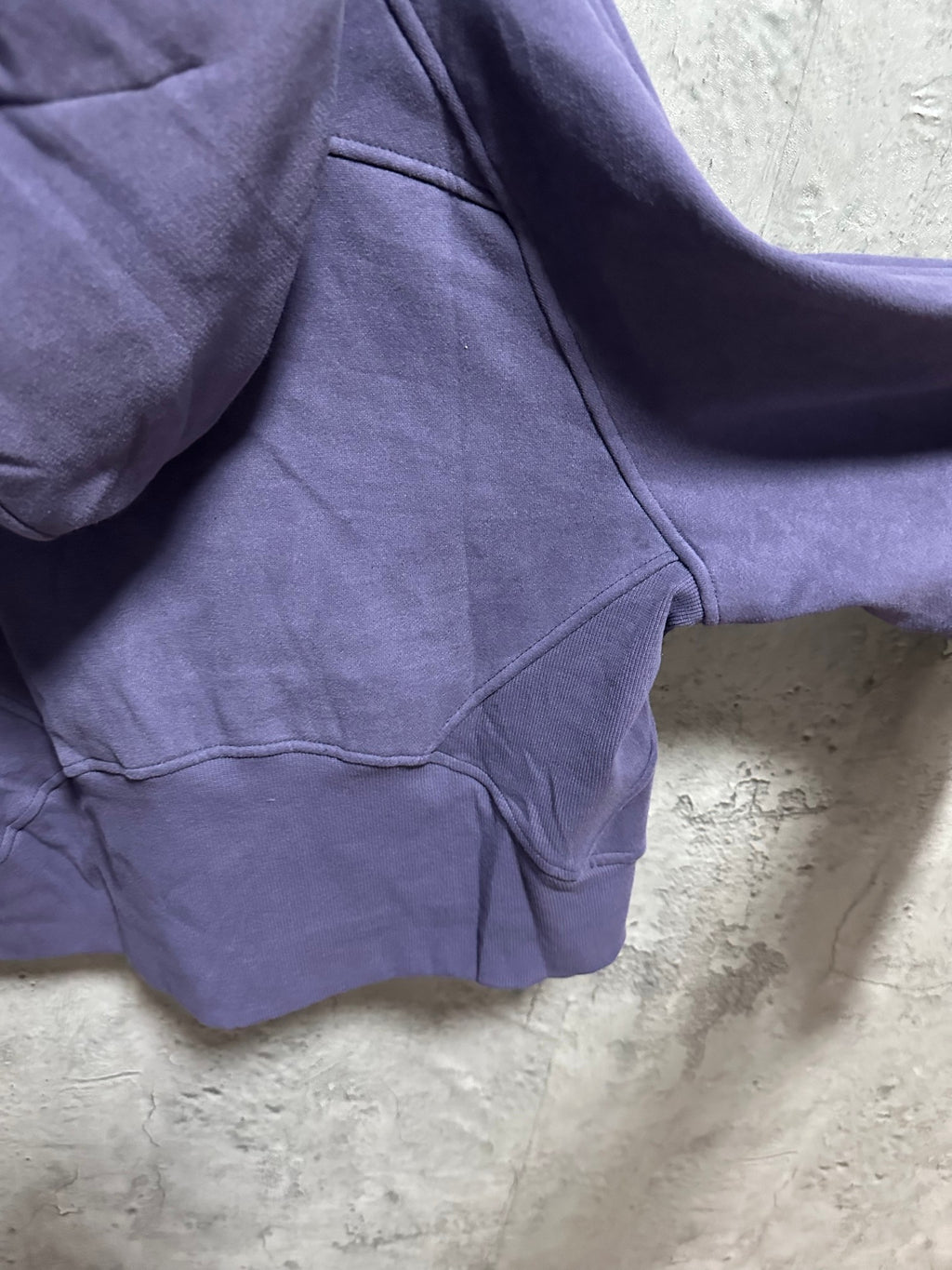 Ralph Lauren zip-up hoodie close-up with chest seam and relaxed hem