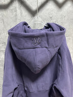 Ralph Lauren zip-up hoodie in dark purple with embroidered logo on hood back
