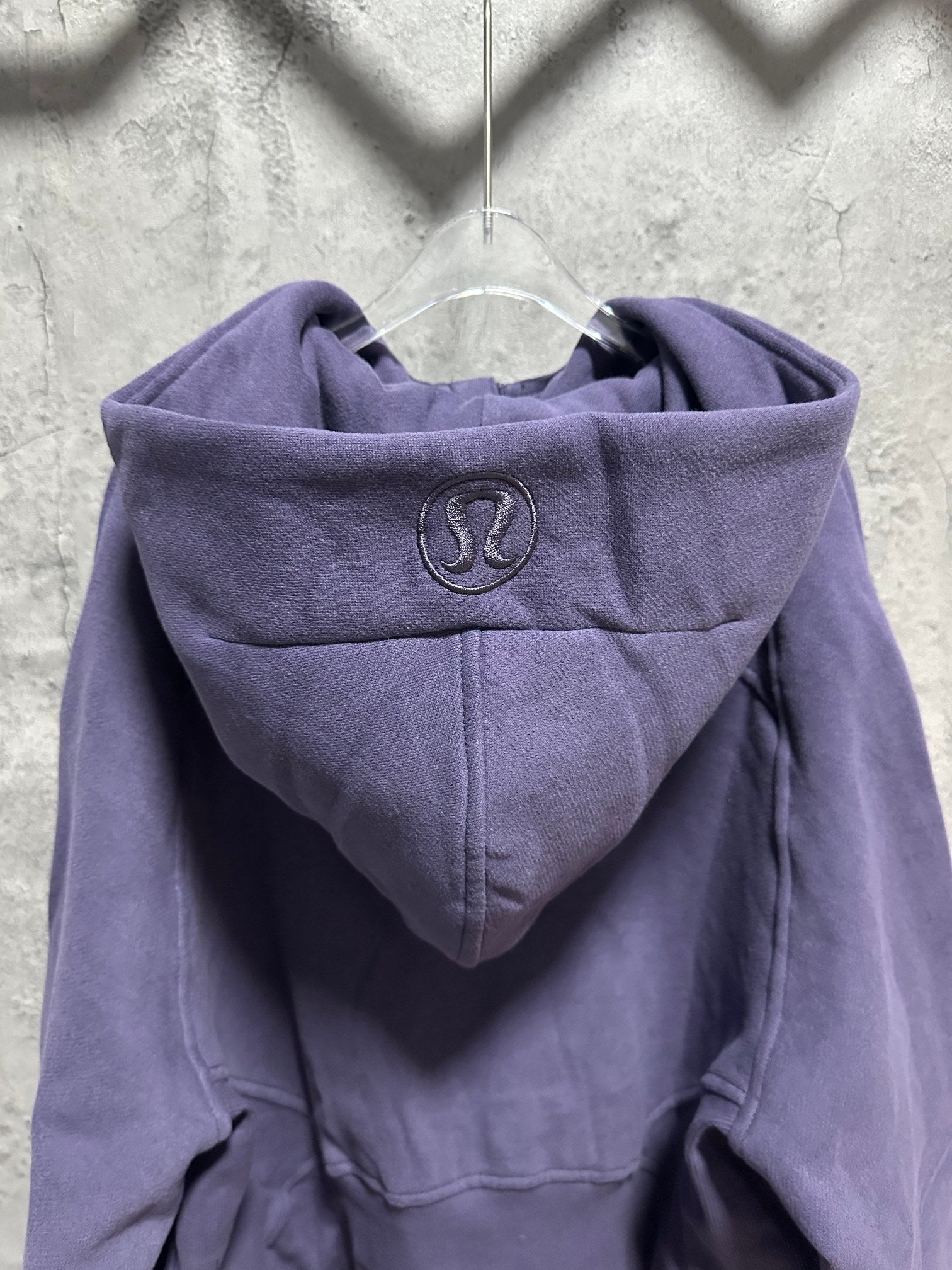 Ralph Lauren zip-up hoodie in dark purple with embroidered logo on hood back