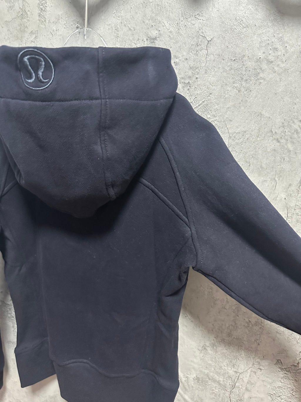 Ralph Lauren zip-front hoodie shoulder and sleeve with embroidered hood logo