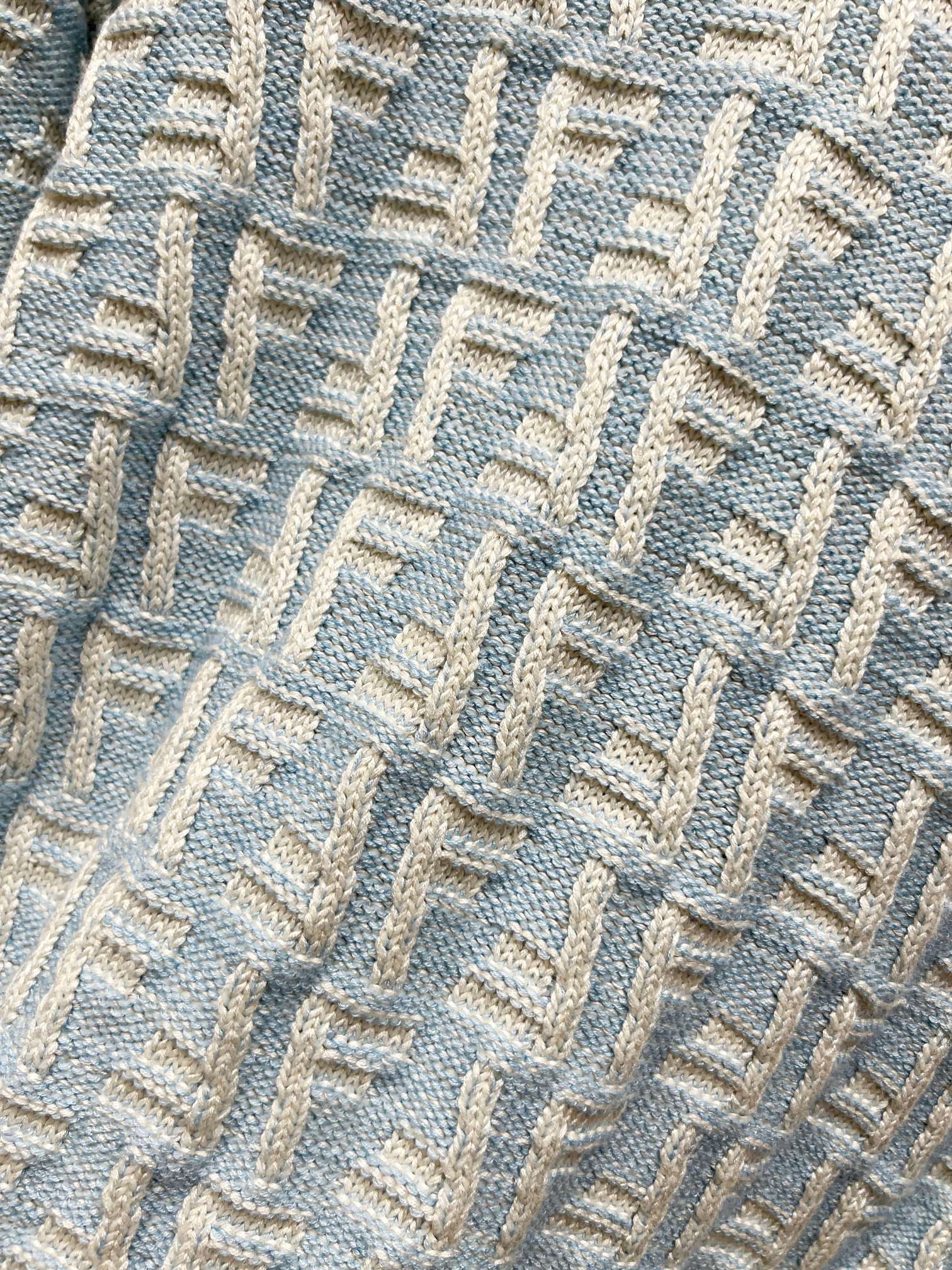 Fendi FF-style jacquard knit fabric in light blue and beige