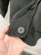 Balenciaga black knit cardigan cuff with round button and ribbed trim