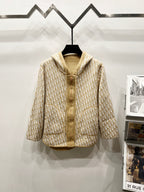 Beige hooded zip jacket with allover Dior logo pattern, front pockets and drawstring