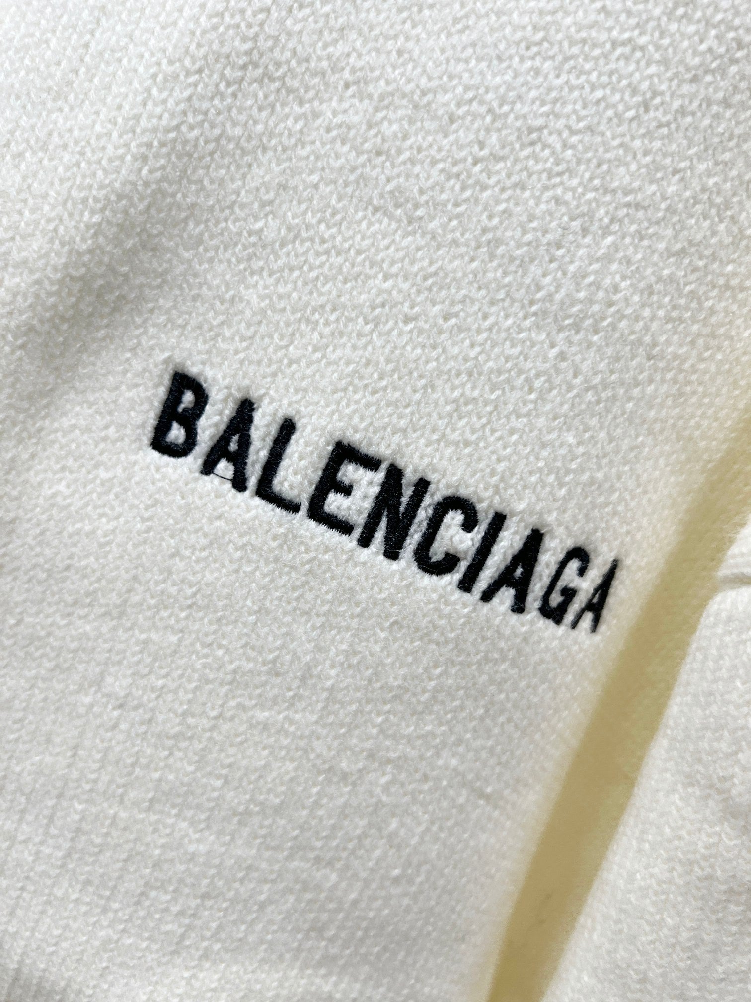 Cream knit sweater with BALENCIAGA wordmark print