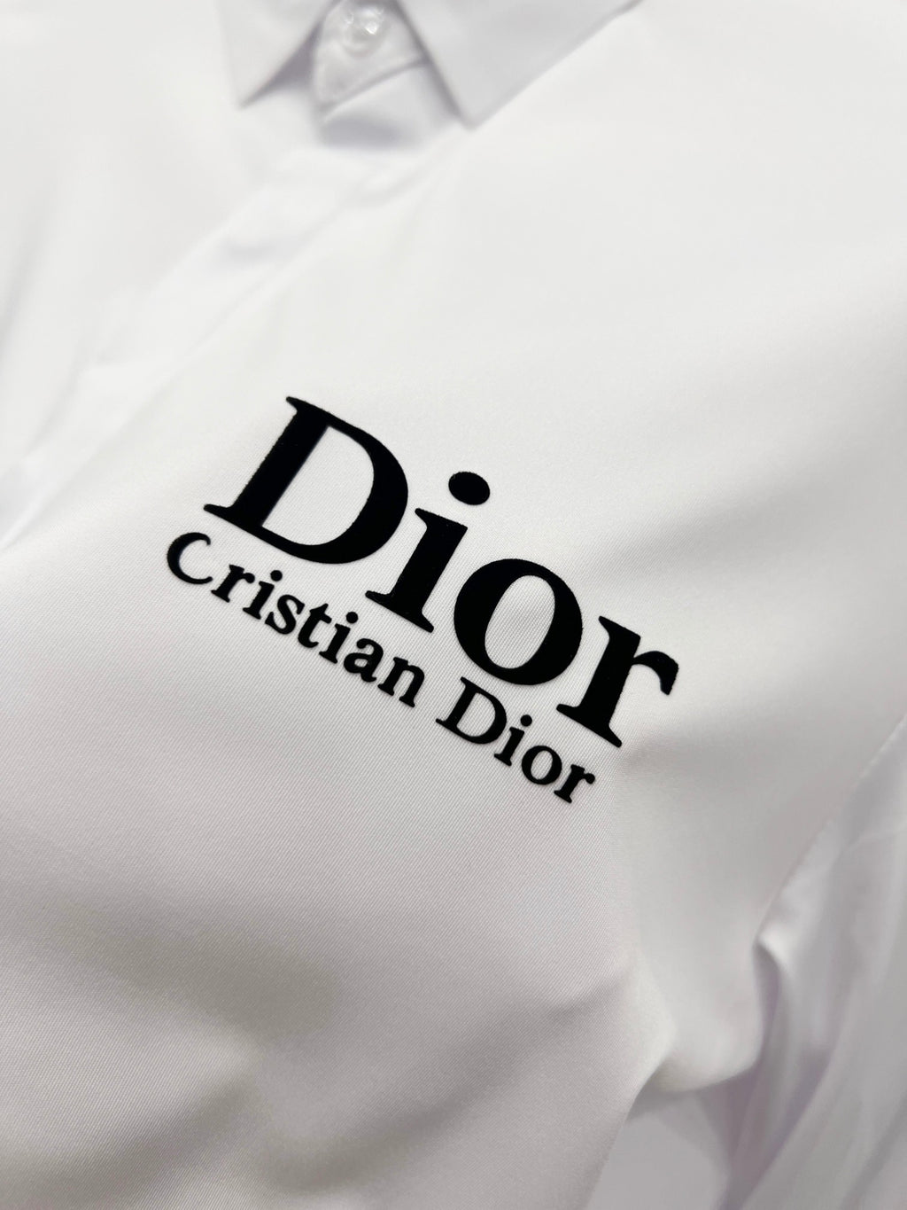 White shirt with Dior Christian Dior logo print on chest