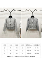 Gray Dior monogram zip jacket shown with size chart table
