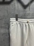 Ralph Lauren white sweatpants waistband with gathered elastic and inner drawcord