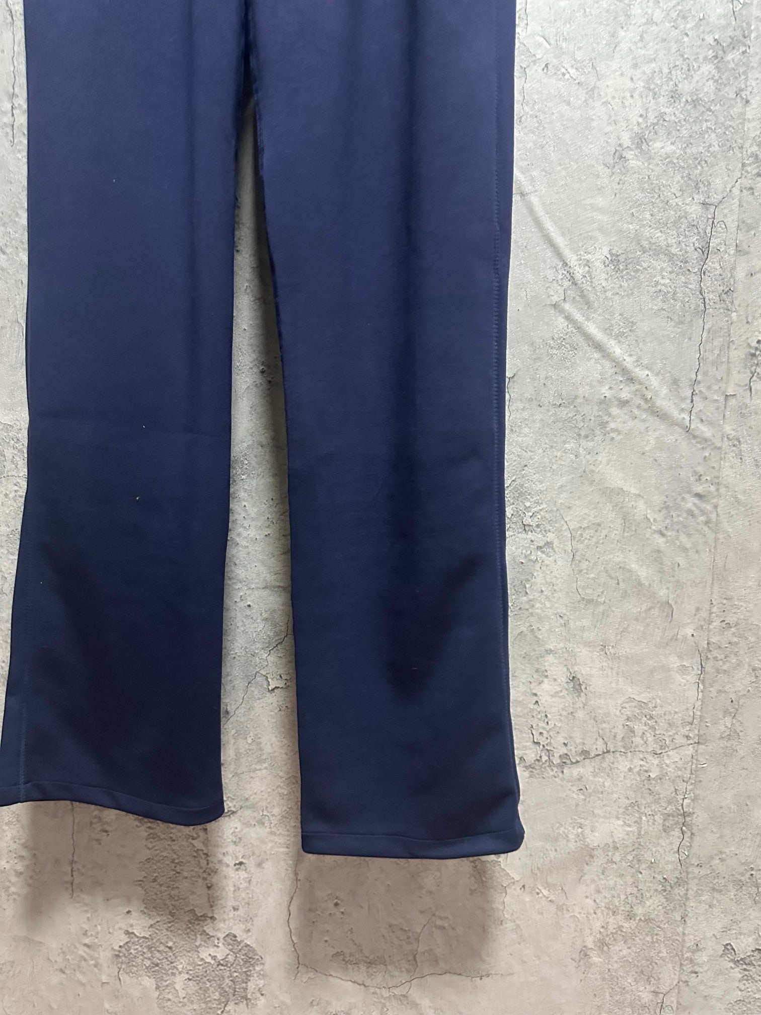 Navy wide-leg trousers with straight hem and relaxed fit