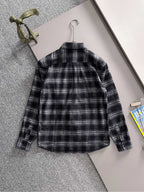 Fendi black-and-gray plaid long-sleeve shirt front view on hanger