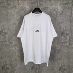 White Balenciaga T-shirt with small chest logo, crew neck, short sleeves