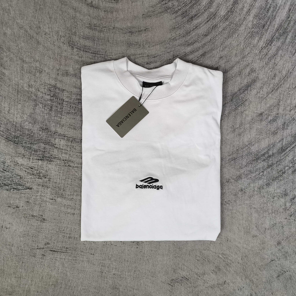 Balenciaga white T-shirt with neckline tag and black logo print