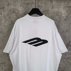 White Balenciaga T-shirt back view with large wing logo, crew neck, short sleeves