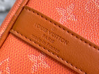 Louis Vuitton Paris made in France leather label inside orange bag edge.