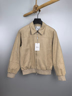 Dior tan zip-up jacket with point collar and ribbed cuffs