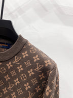 Monogram knit sweater with ribbed crewneck and long sleeves