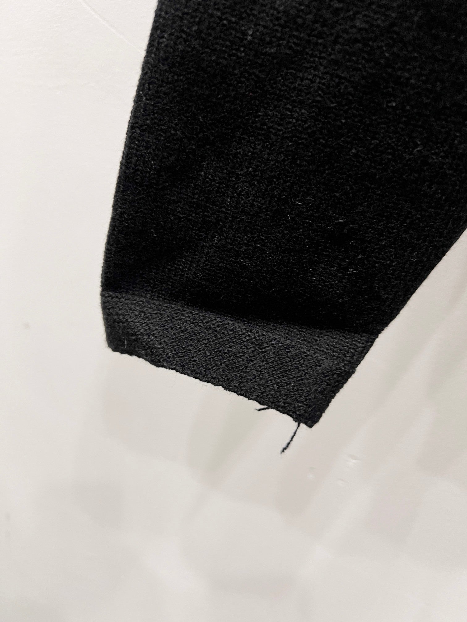 Black sweater sleeve cuff close-up