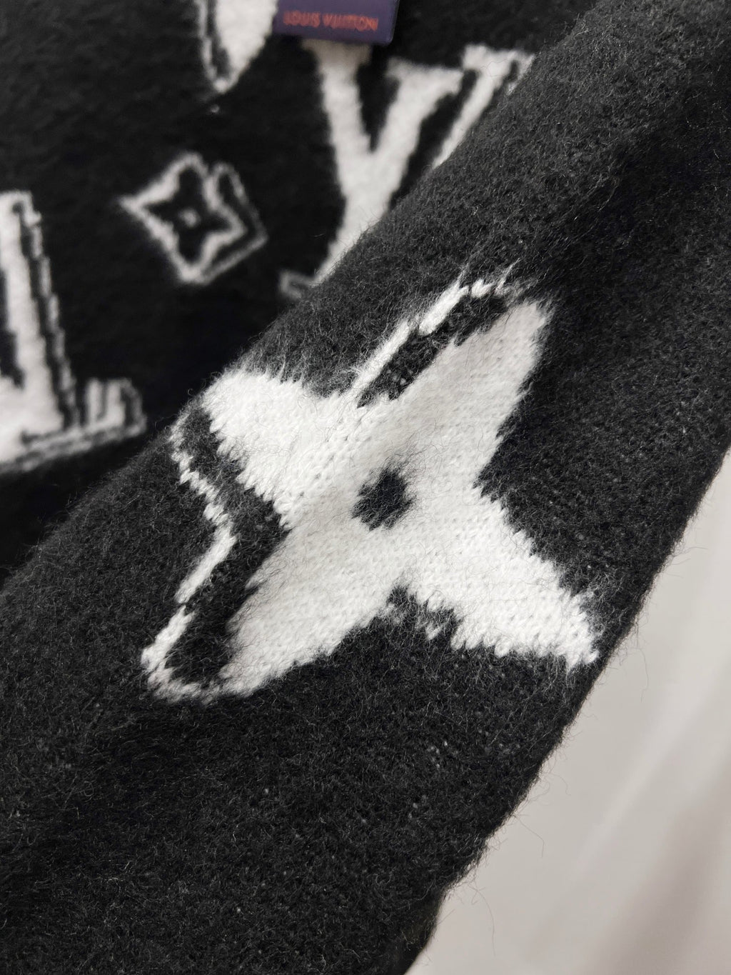 Louis Vuitton sweater knit, large white star graphic on dark knit