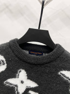 Louis Vuitton crewneck sweater, dark knit with white star motifs on front