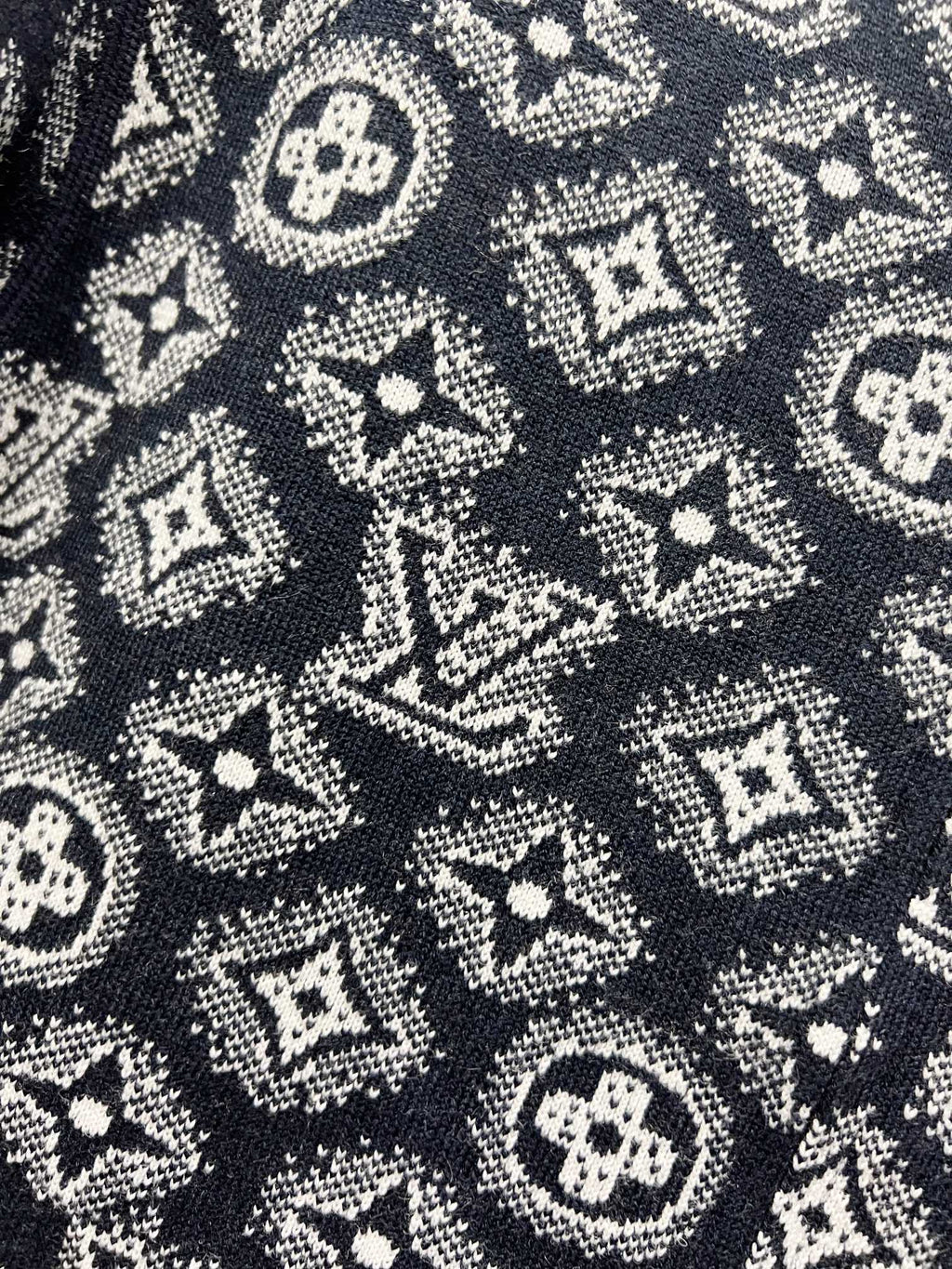 Louis Vuitton navy knit fabric with allover monogram pattern