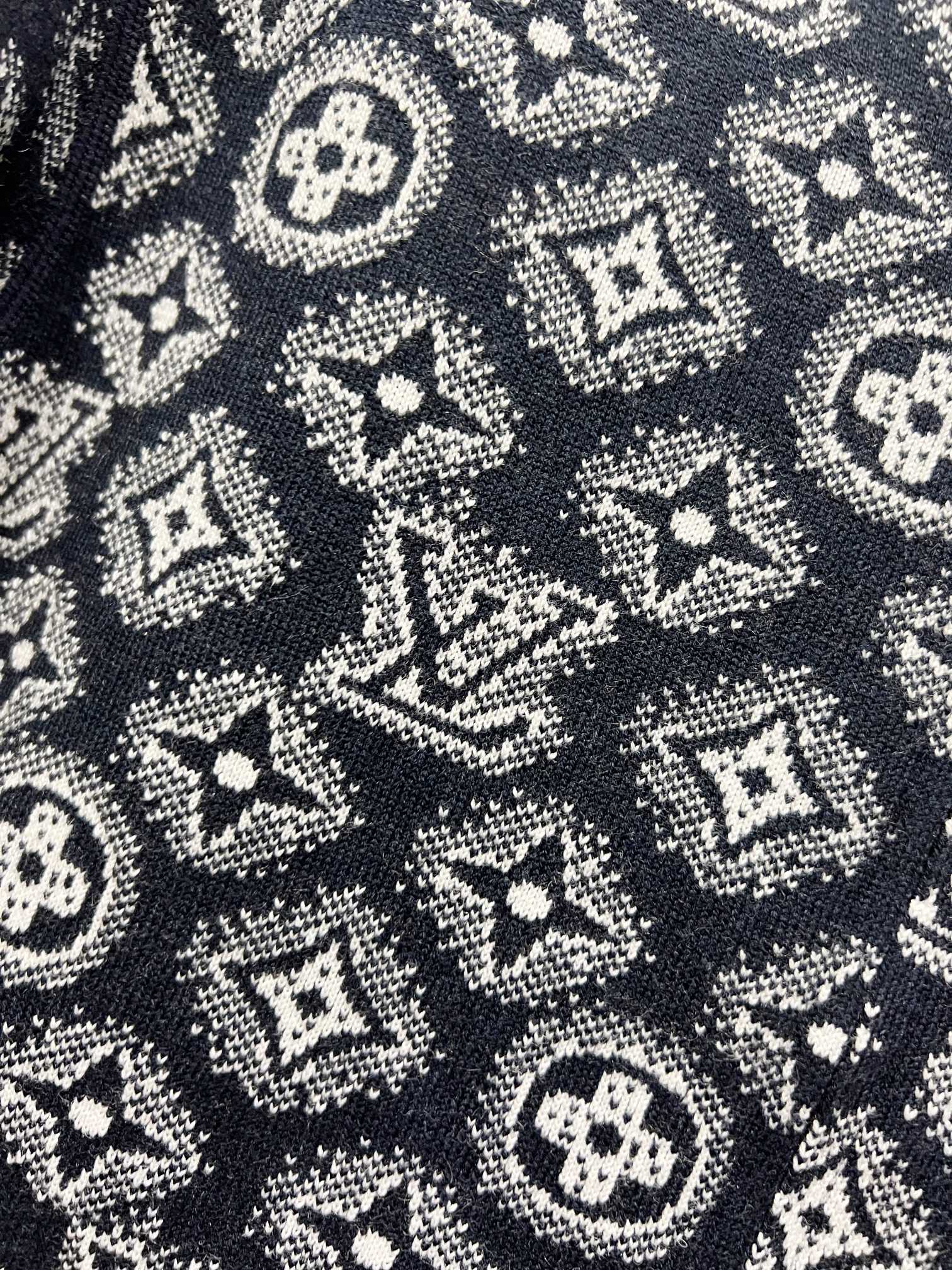 Louis Vuitton navy knit fabric with allover monogram pattern