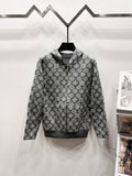 Louis Vuitton patterned zip hoodie in dark gray with all-over monogram print