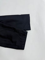 Prada long jacket dark navy lower sleeve and hem with layered stitching close-up