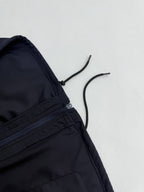 Prada long jacket dark navy with adjustable hood cords and stitched seam detail