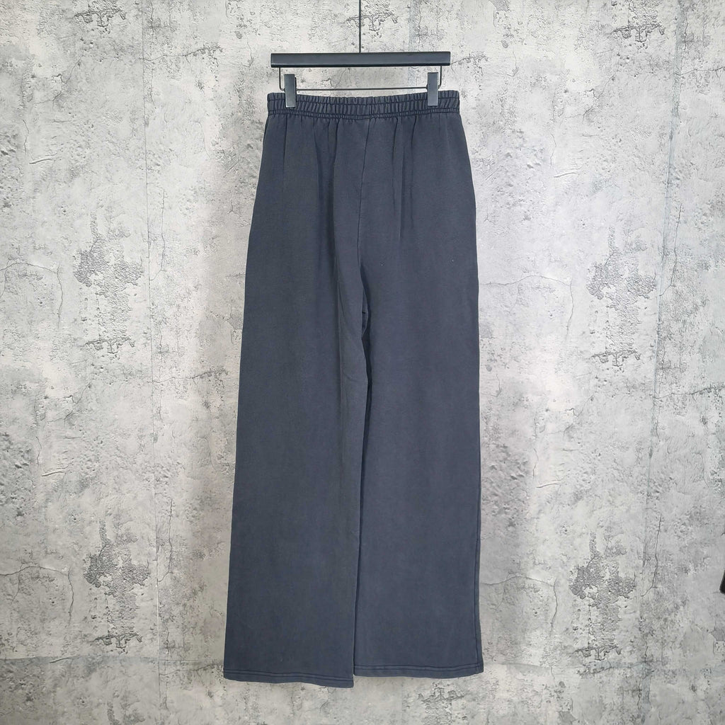 Balenciaga pants in dark navy with elastic waistband and wide straight leg fit
