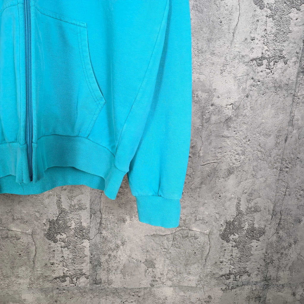 Balenciaga turquoise hoodie with kangaroo pocket and ribbed cuffs