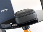Dior men's mini leather bag with top flap and metal zipper pull