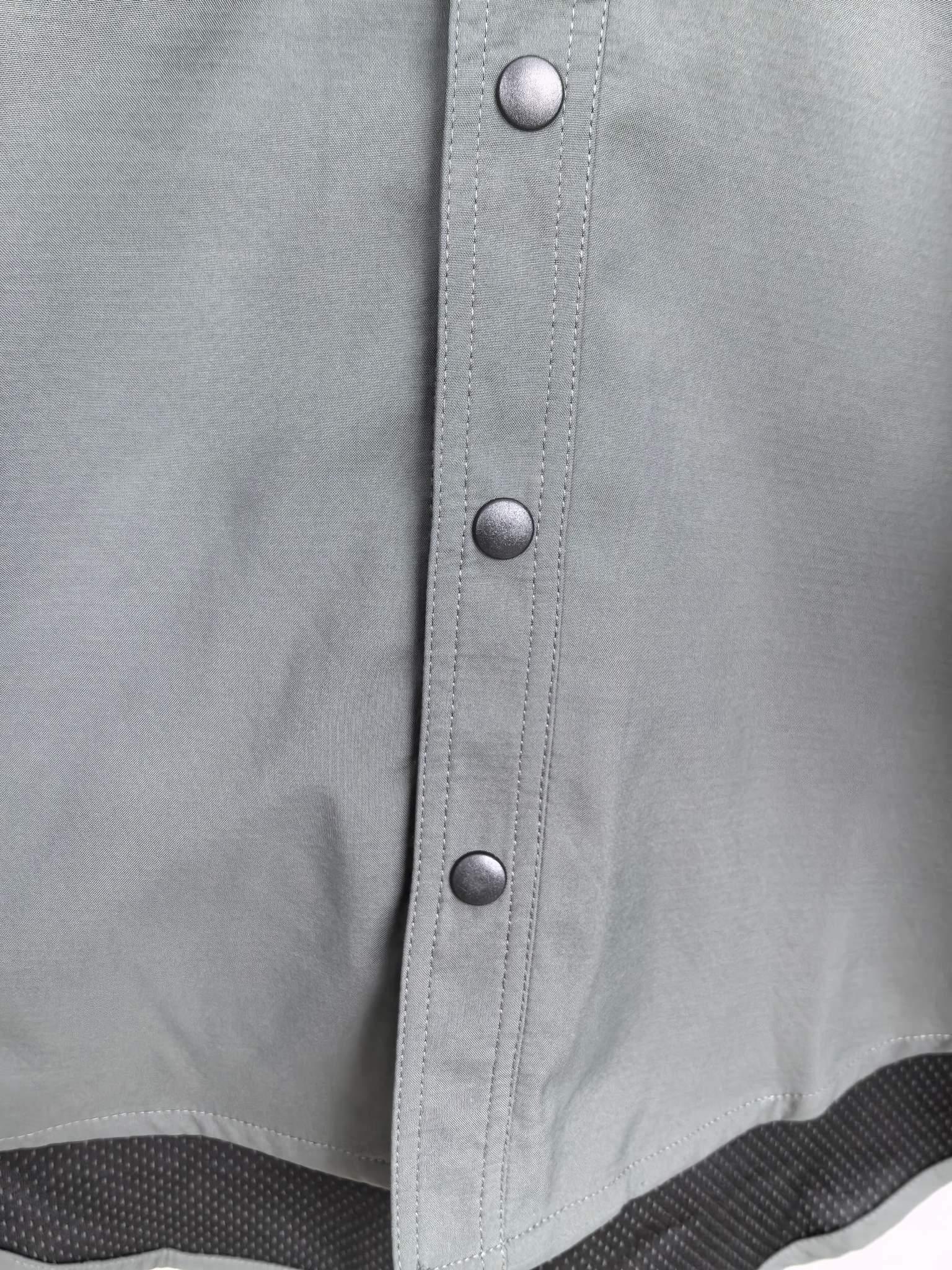 Dior long-sleeve button-up shirt front placket, dark gray, three button closure