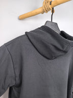 Black Louis Vuitton hoodie back view with hood and ribbed hem