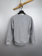 Gray long-sleeve sweatshirt, plain back view, crew neckline