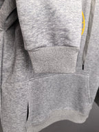 Gray hoodie with ribbed hem and sleeve cuff detail