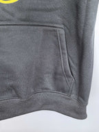 Dark gray Louis Vuitton hooded sweatshirt front pouch pocket detail