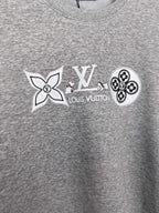 Heather gray long-sleeve sweatshirt with chest logo graphic print