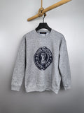 Grey long-sleeve sweatshirt with Louis Vuitton Voyage logo on the front
