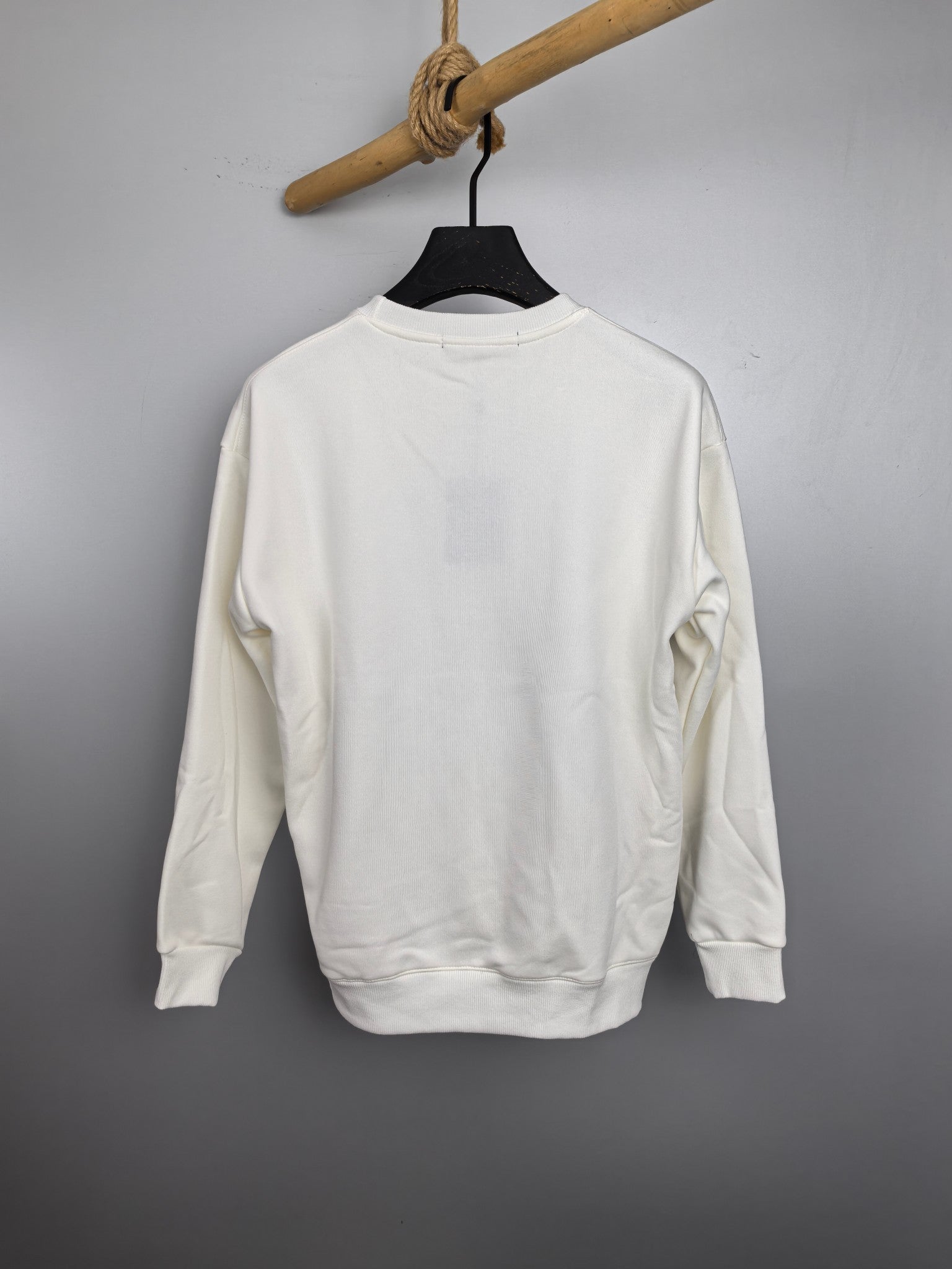 Louis Vuitton long-sleeve sweatshirt, white back view with crew neckline