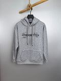 Heather gray Louis Vuitton hoodie with front logo and kangaroo pocket