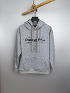 Heather gray Louis Vuitton hoodie with front logo and kangaroo pocket