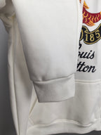 White hoodie sleeve with ribbed cuff