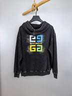 Charcoal hoodie with large front Givenchy logo graphic and hood