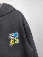 Charcoal hoodie back with large Givenchy logo graphic